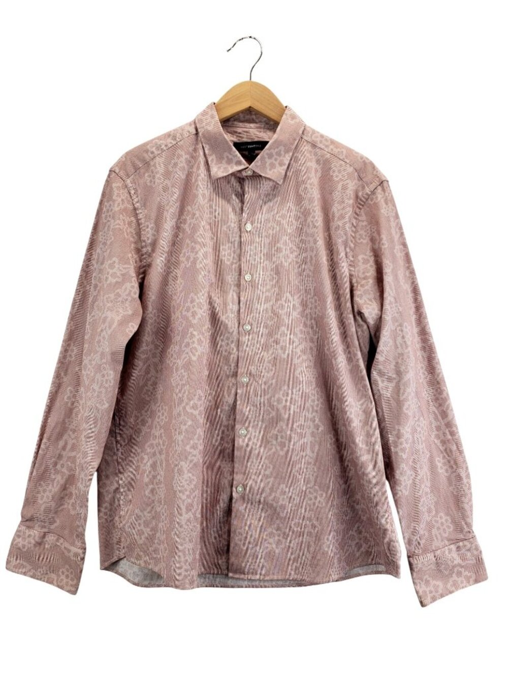 Mens Button-Down Shirt Pale Pink Floral XL by Westzero One Long Sleeve Casual